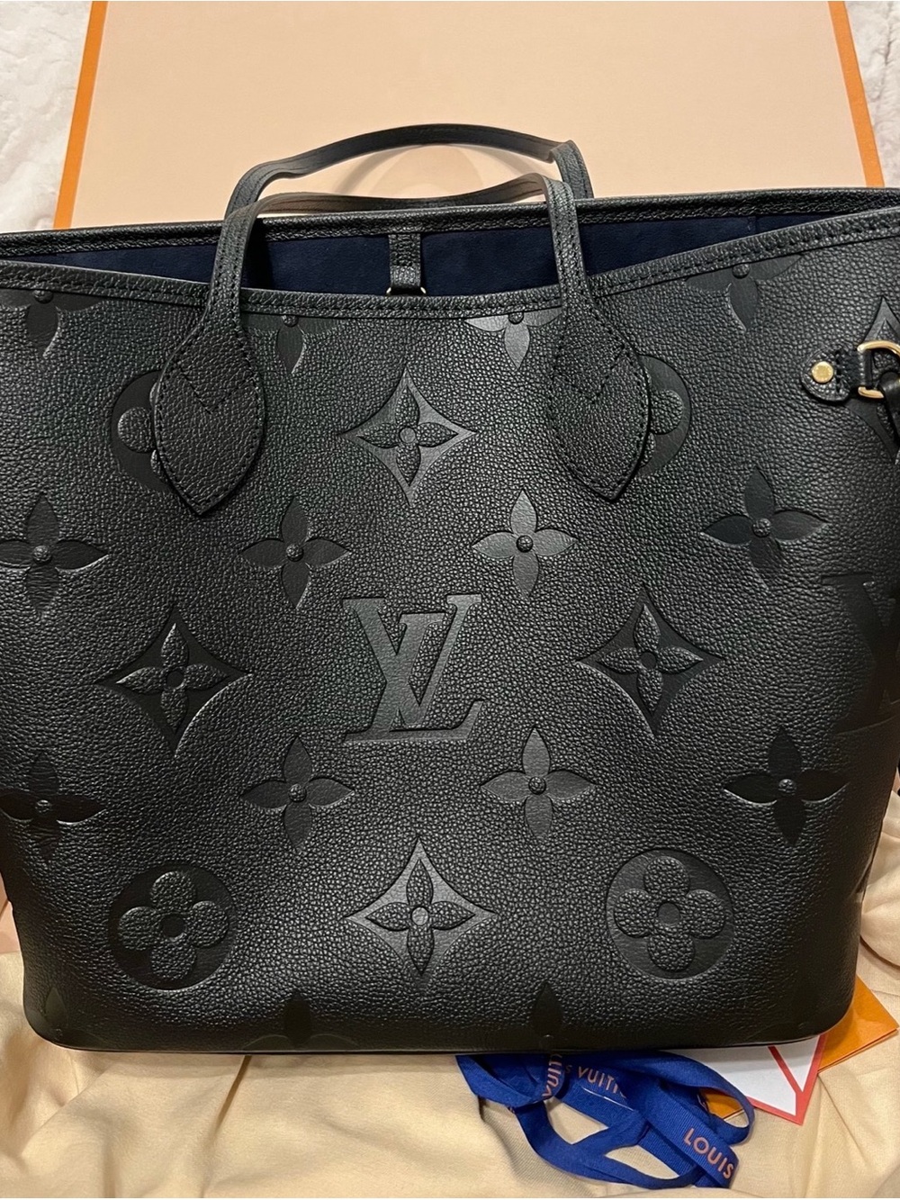 Louis Vuitton Black Embossed Monogram Neverfull